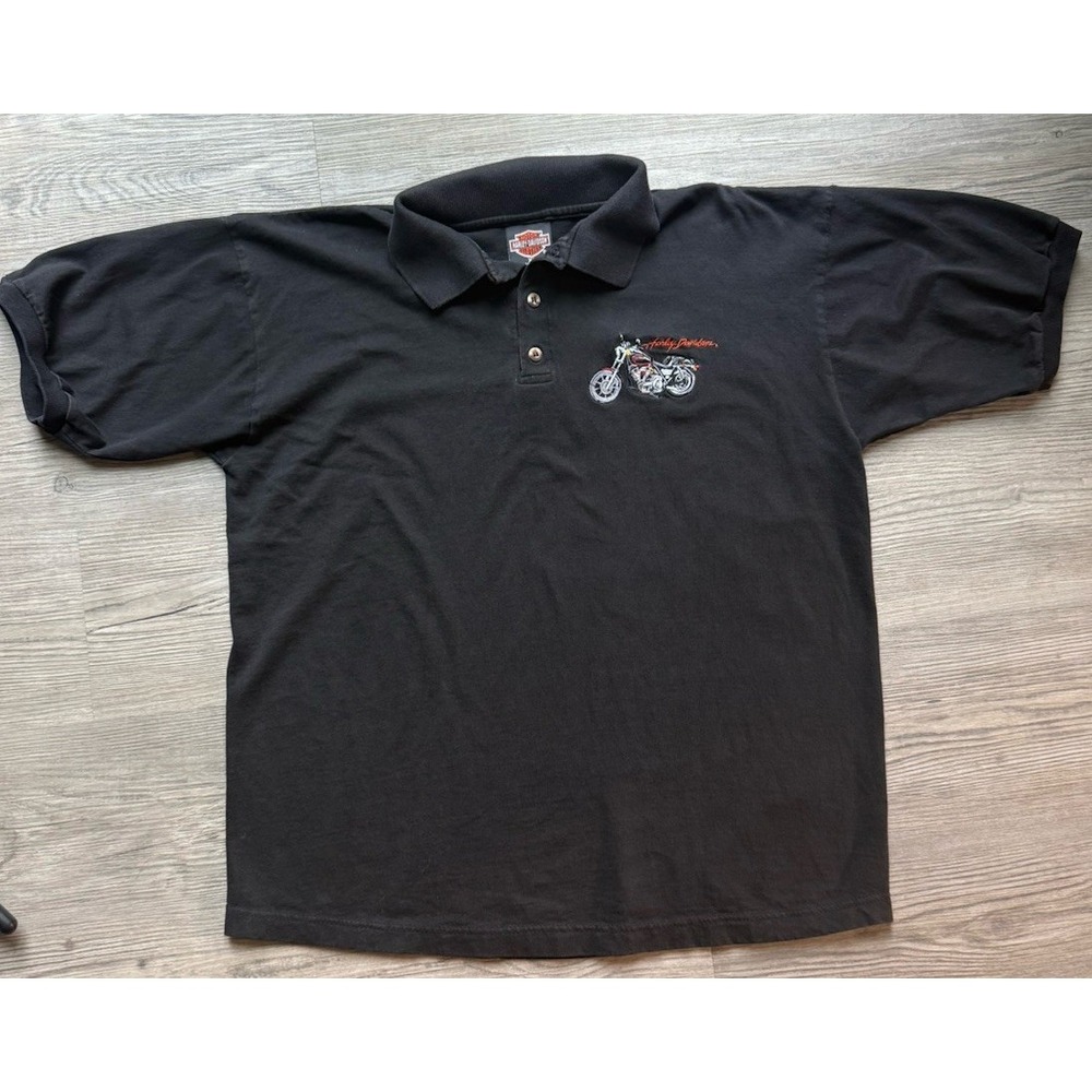 Vintage Harley Davidson Heritage Springer Polo Shirt Men's XL Embroidered Black